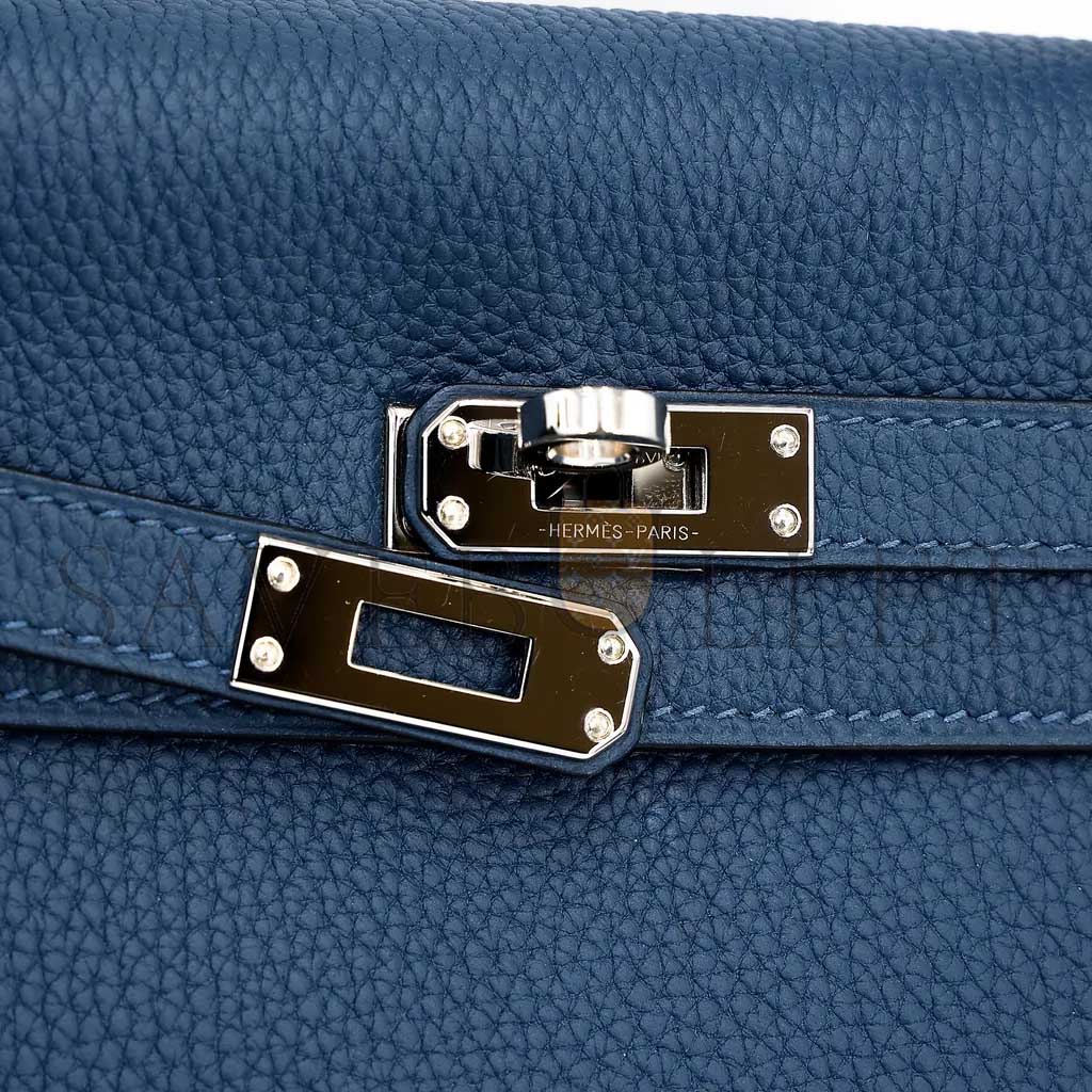 HERMÈS MASTER KELLY 25 DARK BLUE TOGO CALFSKIN SILVER BUCKLE (25*17*7cm) 